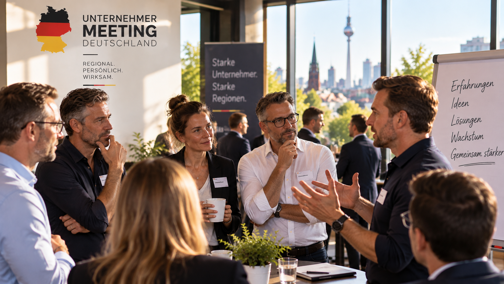 Unternehmer im Gespräch beim Unternehmer-Meeting